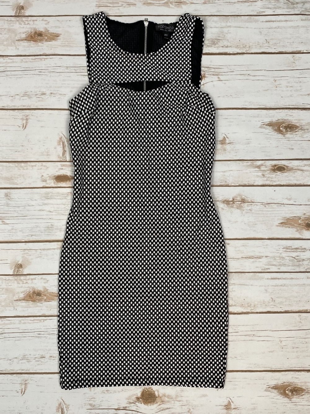Topshop Polka Dot Sleeveless Bodycon Mini Dress Size 2